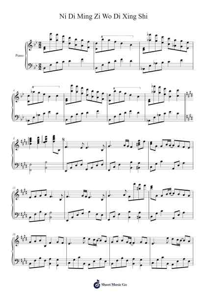 Ni Di Ming Zi Wo Di Xing Shi Sheet Music by Jacky Cheung-Arr.Iannet Shelac