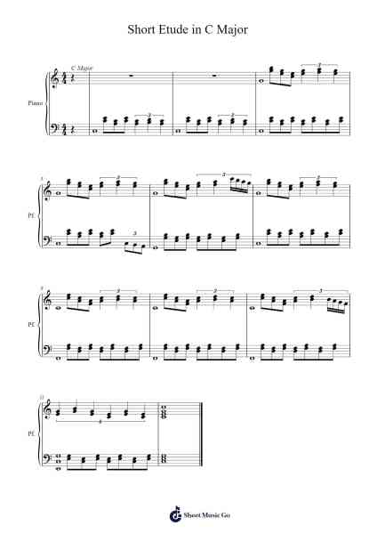 Short Etude in C Major Sheet Music by Hawblack Atchard-Arr.Derlian Sumeo