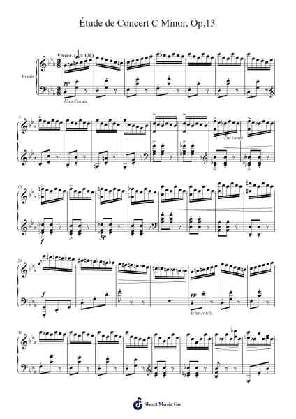 Étude de Concert in C Minor, Op. 13 Sheet Music by Gabriel Pierné-Arr.Nickkirk Inje