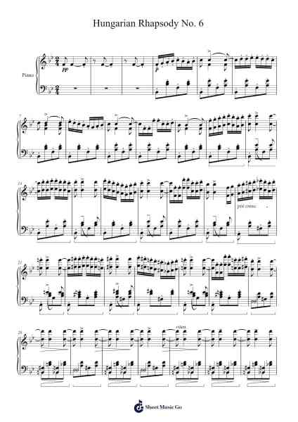 Hungarian Rhapsody No. 6 in D-flat Major, S.244/6 Sheet Music by Franz Liszt-Arr.Hughlon