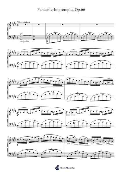 Fantaisie-Impromptu in C-sharp Minor, Op. 66 Sheet Music by Frédéric Chopin-Arr.Yuledawn