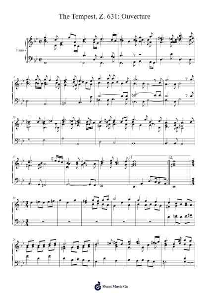 The Tempest, Z. 631: Ouverture Sheet Music by Henry Purcell-Arr.Beautle