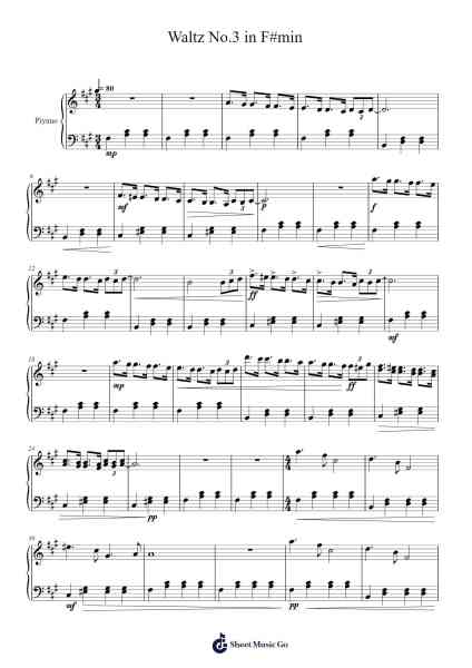 Waltz No. 3 in F-Sharp Minor Sheet Music by Genedys Maxniah-Arr.Macre Accer