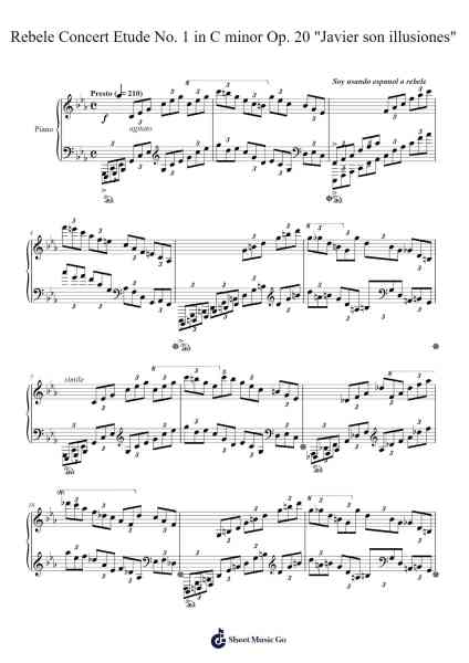 Concert Etude No. 1 in C Minor, Op. 20 "Javier son illusiones" Sheet Music by Javier-Arr.Glosper