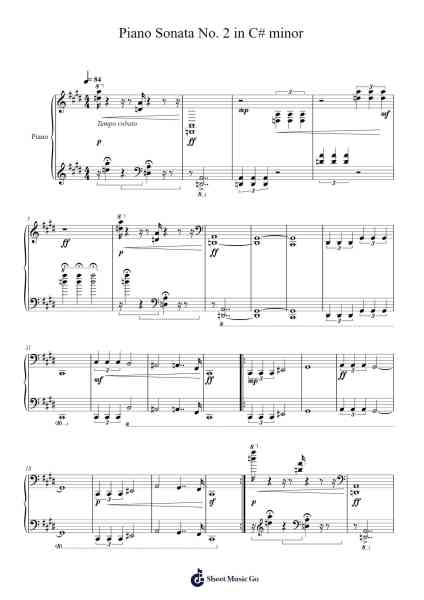 Piano Sonata No. 2 in C# Minor "Anxiety" Sheet Music by Paulkes Wilhelflower-Arr.Elbins