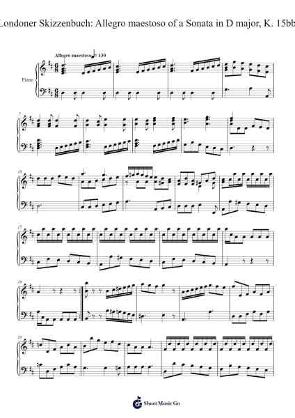 Sonata in D Major, K. 15bb: Allegro Maestoso Sheet Music by Wolfgang Amadeus Mozart-Arr.Lencher Jameswyatt
