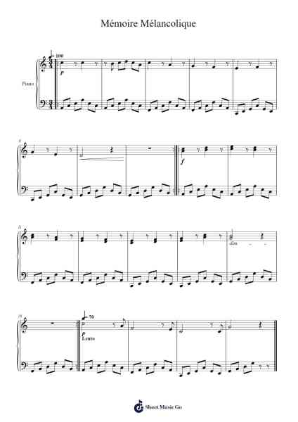 Mémoire Mélancolique Sheet Music by Hobbooth Troyria-Arr.Ianruth Xalain