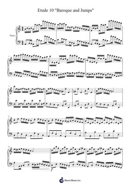 Etude 10 "Baroque and Jumps" Sheet Music by universal dirp-Arr.Wesriah