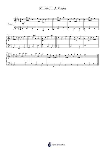 Minuet in A Major Sheet Music by William Allen Johnson III-Arr.Cybing Gilldrew