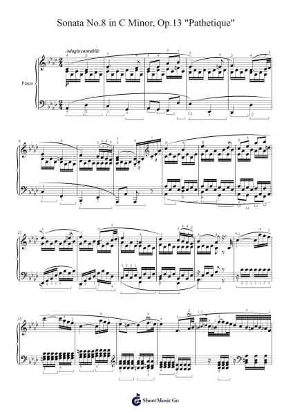 Sonata No. 8 in C Minor, Op. 13 "Pathetique" Sheet Music by Ludwig van Beethoven-Arr.Wilbeth