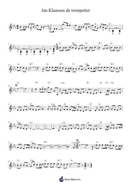 Jan Klaassen de trompetter Sheet Music by Rob de Nijs-Arr.Lytckey Comnel
