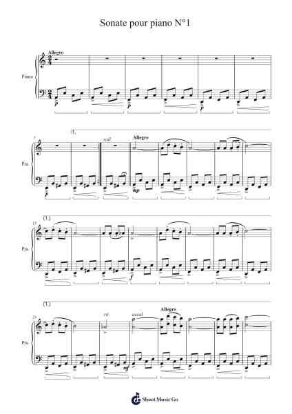 Sonate pour piano No. 1 en Do Majeur, Op. 1: I. Allegro Sheet Music by Doley Bobdad-Arr.Lesvien Billjay