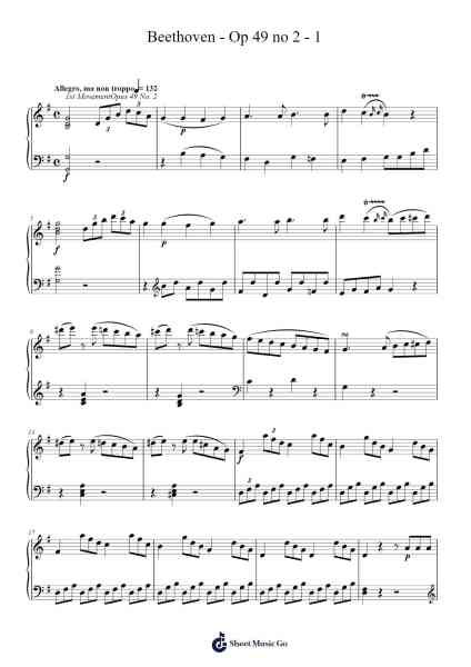 Beethoven - Op 49 no 2 - 1 樂譜由 Ludwig van Beethoven - 編曲 Leiflance Bessvian