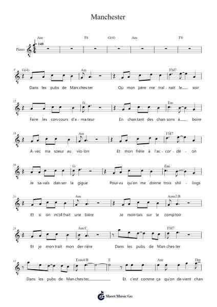Manchester Sheet Music by Luc Plamondon/Romano Musumarra-Arr.Burtine