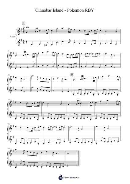 Cinnabar Island - Pokemon RBY Sheet Music by Junichi Masuda-Arr.Tesssaul