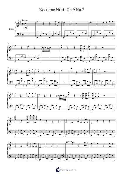 Nocturne No.4, Op.9 No.2 Sheet Music by celikcanefe-Arr.Mucus Nickberg