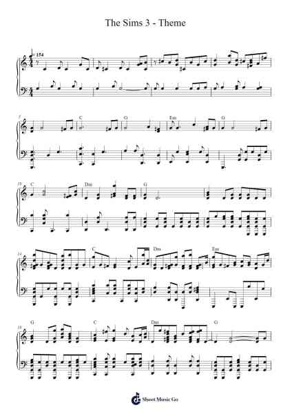 The Sims 3 - Theme Sheet Music by Misc Computer Games-Arr.Betle