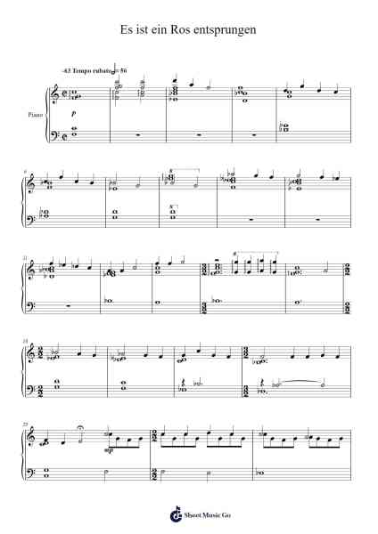 Es ist ein Ros entsprungen Sheet Music by Sanback-Arr.Dwightlind