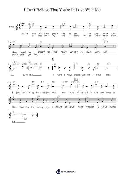 I Can't Believe That You're In Love With Me Sheet Music by Jimmy McHugh-Arr.Yulegus