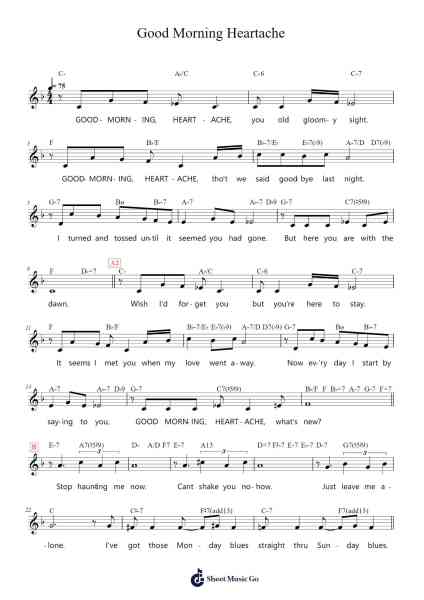 Good Morning Heartache Sheet Music by Dan Fisher/Irene Higginbotham/Ervin Drake-Arr.Yetleif Clecott