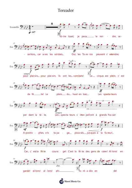 Song of the Toréador Sheet Music by Georges Bizet-Arr.Lesvien Billjay