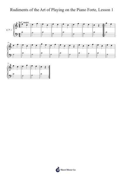 Rudiments of the Art of Playing on the Piano Forte, Lesson 1 Sheet Music by Gottlieb Graupner-Arr.Carrnie