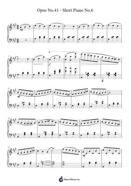 Opus No.41 - Short Piano No.6 Sheet Music by Gregpe Malkin-Arr.Surdred