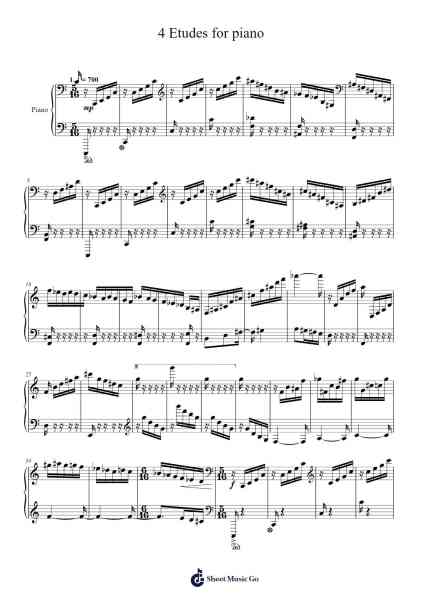4 Etudes for piano Sheet Music by Jack Minto-Arr.Everkeith Abters