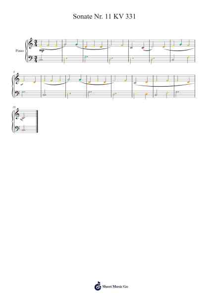 Piano Sonata No. 11 in A Major, K. 331 Sheet Music by Wolfgang Amadeus Mozart-Arr.Elroygale Whvan