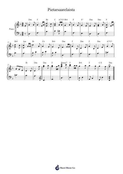 Pietarsaarelaista Sheet Music by E. Sivori-Arr.Phoeser