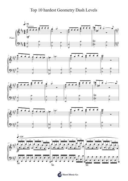 Top 10 hardest Geometry Dash Levels Sheet Music by Jocius-Arr.Mccan