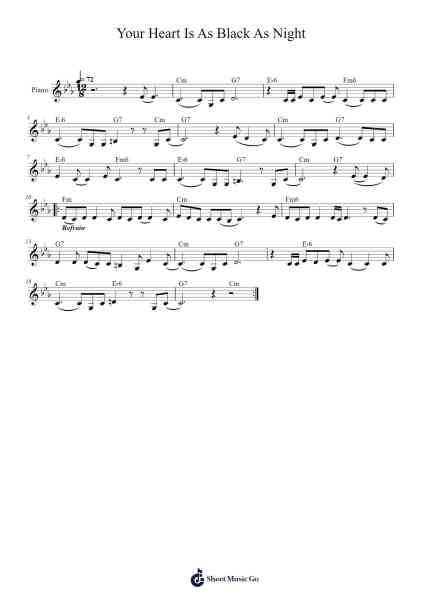 Your heart is as black as night Sheet Music by Melody Gardot-Arr.Watblack Jackcoln