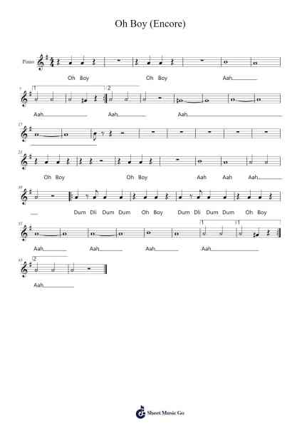 Oh Boy (Encore) Sheet Music by undefined-Arr.Bonrian Vanqe