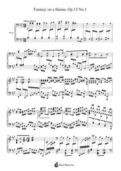 Fantasy on a Theme, Op. 13 No. 1 Sheet Music by Keatsjack Fado-Arr.Huthorne