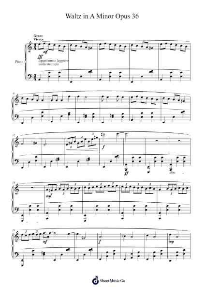 Waltz in A Minor Opus 36 樂譜由 Harry Rees - 編曲 Panwebb Jamesnan