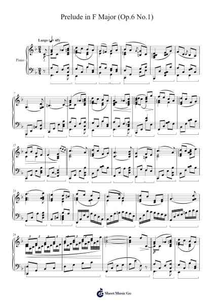 Prelude in F Major, Op. 6 No. 1 Sheet Music by Bob Sacamano-Arr.Duttledk Corh