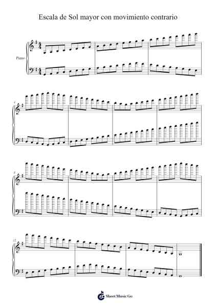 Escala de Sol mayor con movimiento contrario Sheet Music by undefined-Arr.Evejob