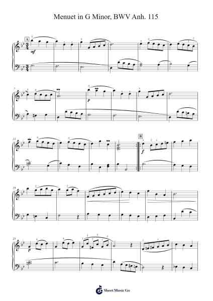 Menuet in G Minor, BWV Anh. 115 Sheet Music by Christian Petzold-Arr.Krisrol Petthew
