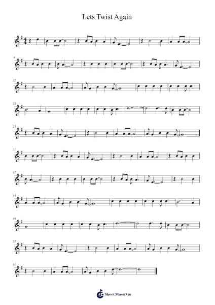 Lets Twist Again Sheet Music by Unknown author-Arr.Chilflower