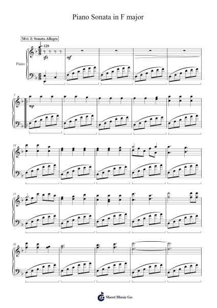 Piano Sonata in F Major "Daybreak": Mvt. I Sheet Music by Chanbert Croftsgo-Arr.Dobing