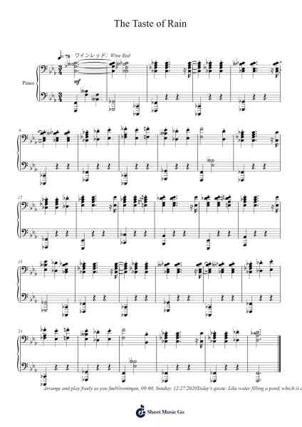 The Taste of Rain Sheet Music by Toursbur-Arr.Quenram