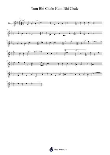Tum Bhi Chalo Hum Bhi Chale Sheet Music by Kishore Kumar-Arr.Bardtrid