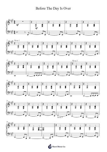 Before The Day Is Over Sheet Music by Joji-Arr.Rosjay Sibylgale