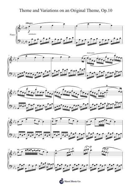 Theme and Variations on an Original Theme, Op. 10 Sheet Music by klaudious-Arr.Hickstodd Joycedrich