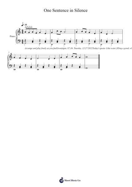 One Sentence in Silence Sheet Music by Toursbur-Arr.Zaharte Whlith