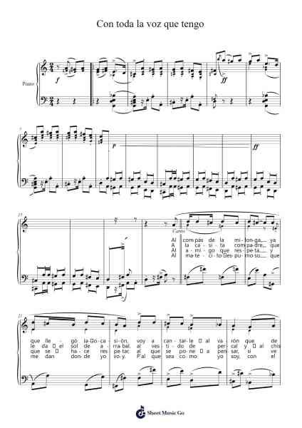 Con toda la voz que tengo Sheet Music by Anibal Troilo-Arr.Glacarr