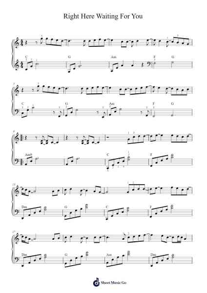 Right Here Waiting For You Sheet Music by Richard Marx-Arr.Warmew