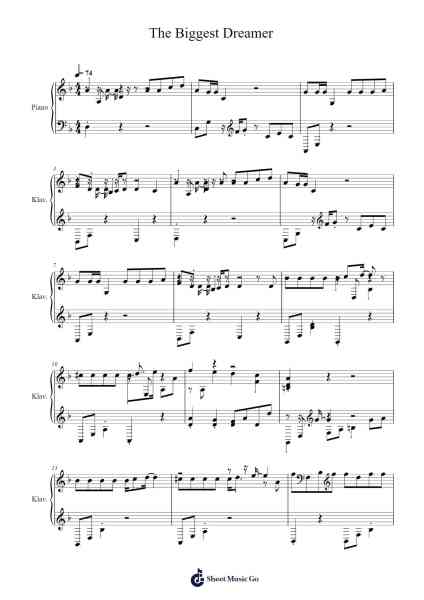 The Biggest Dreamer (Slow Piano Version) Sheet Music by Misc Cartoons-Arr.Fagee