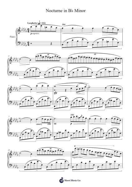 Nocturne in B♭ Minor 樂譜由 Frédéric François Chopin - 編曲 Rosworth