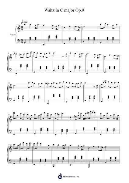 Waltz in C major Op.9 Sheet Music by -Arr.Felnah Puvien